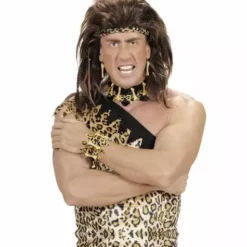 Brazalete De Hueso Y Piel De Leopardo Para Adulto