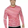 Camiseta De Rayas Rojas Y Blancas Para Hombre