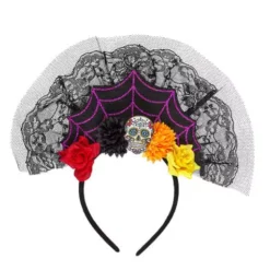 Diadema Con Velo De Día De Los Muertos Para Mujer