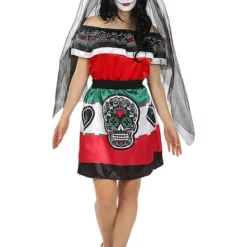 Disfraz De Dia De Los Muertos Mexico Para Mujer Talla Grande