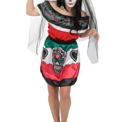 Disfraz De Dia De Los Muertos Mexico Para Mujer Talla Grande -Tradiciones Ventas disfraz de catrina mexicana para mujer talla grande 3