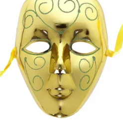 Máscara Dorada Con Glitter Verde