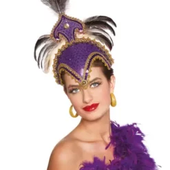 Tocado De Carnaval Brasileño Con Plumas Morado Para Mujer